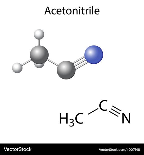 Structural chemical model of acetonitrile Vector Image