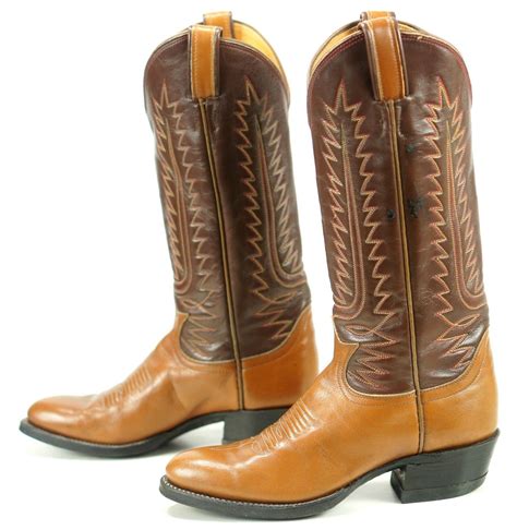 Tony Lama Women's Brown Leather Western Cowboy Boots Boho Vintage US Made 4.5 B | oldrebelboots