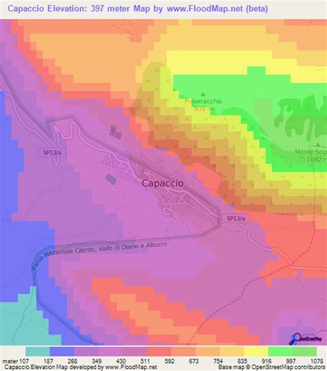 Elevation of Capaccio,Italy Elevation Map, Topography, Contour