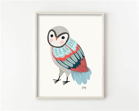 Colorful Abstract Owl Art Print - Etsy