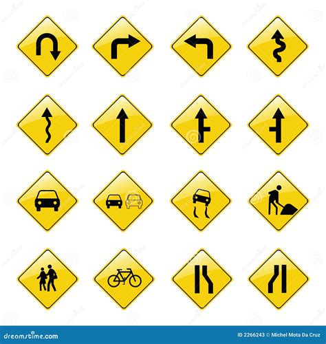 Yellow Road Sign Icons Stock Photos - Image: 2266243