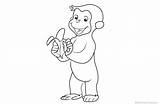 Curious George Coloring Pages Monkey Eating Banana  Free Printable sketch template