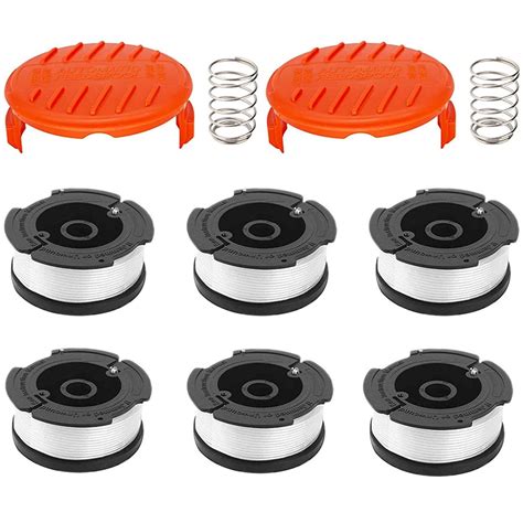 6 pack line spool With 2 covers for replace Black Decker grass trimmers Replacement Spool Weed ...