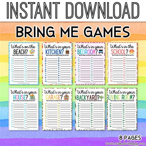 Bring Me Game Printables: Interactive Fun for Kids of All Ages Scavenger Hunt - Etsy | Schule