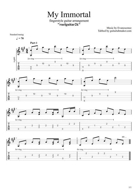 My Immortal fingerstyle TAB | Fingerstyle guitar, Guitar tabs, Guitar tabs acoustic