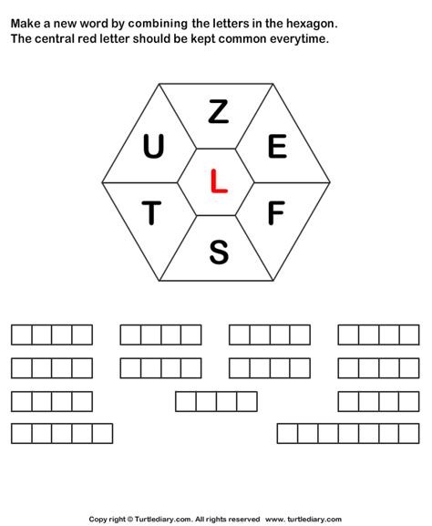 Make Words using Letters Z E F S T U L | Turtle Diary Worksheet