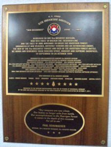 9th Division plaque at Hurtgen Forest Museum | 9th Infantry Division in WWII