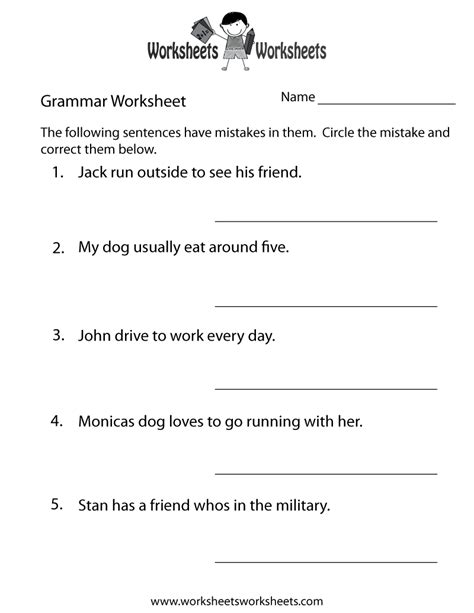 Grammar Practice Worksheet | Worksheets Worksheets