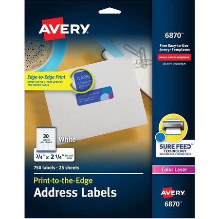 Avery Label, Color, 3/4X2.25, We, 750 5PK AVE6870 | Zoro