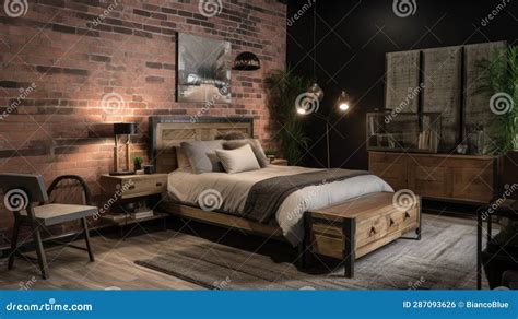 Bedroom Decor, Home Interior Design . Industrial Rustic Style Stock ...