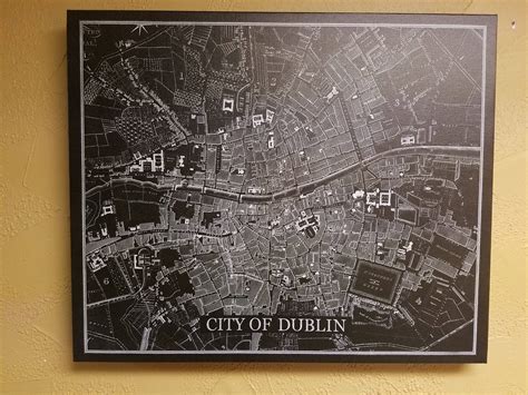 Old Map Of Dublin, Large Wall Map, Ready to hang canvas gallery wrap or ...