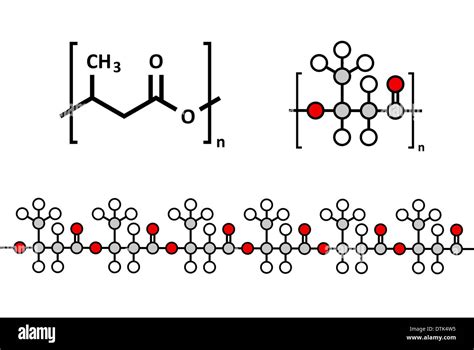 Polyhydroxybutyrate (PHB) biodegradable plastic, chemical structure. Polymer that is both bio ...