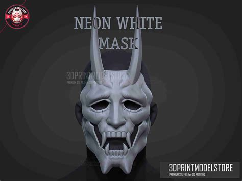 Neon White Game Mask - Japanese Kitsune Cosplay Halloween | 3D models ...