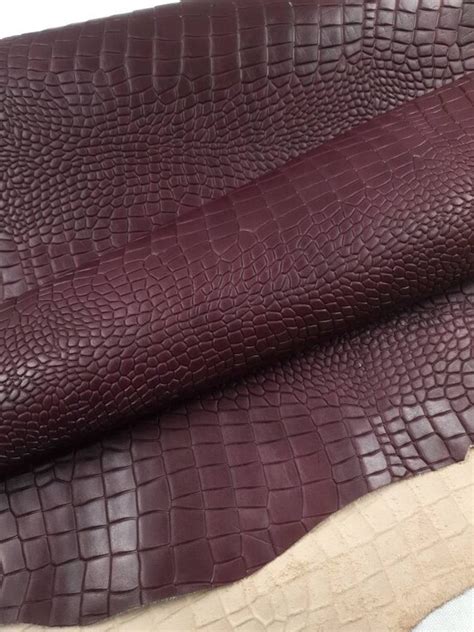 Red Crocodile Alligator Leather Embossed Amazing Relief Croco 0Z 1581 ...