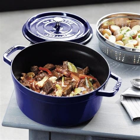 Staub Cast Iron 13.25-qt Dark Blue Round Cocotte » Petagadget | Beef bourguignon, Staub recipe ...