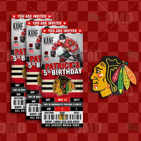 Chicago Blackhawks Hockey Ticket Style Party Invites – Sports Invites