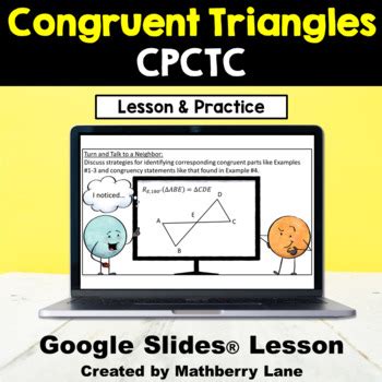 Congruent Triangles CPCTC Writing Proofs Lesson Digital Google Slides