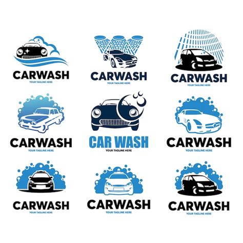 Premium Vector | Car wash logo design template set