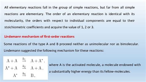 Reaction mechanisms Elementary reactions molecularity reaction ...