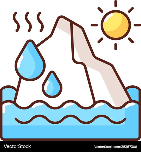 Melting glaciers rgb color icon Royalty Free Vector Image