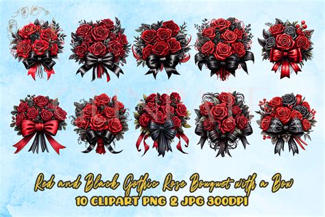 Red and Black Gothic Rose Bouquet Graphic by Gunpate · Creative Fabrica