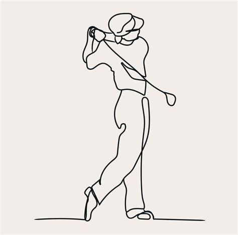 Minimalist Golf Line art, Sport Simple Sketch, Golfing Outline, Athlete Player 21864918 Vector ...