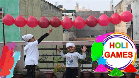 Children Playing Holi Game With Ballons | Playing Holi Games At Home | Pucchi Tv - YouTube