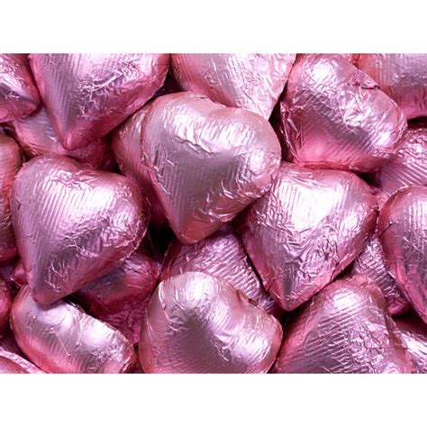 Bright Pink Chocolate Foil Hearts 10LB Bulk | Bulkecandy.com ...