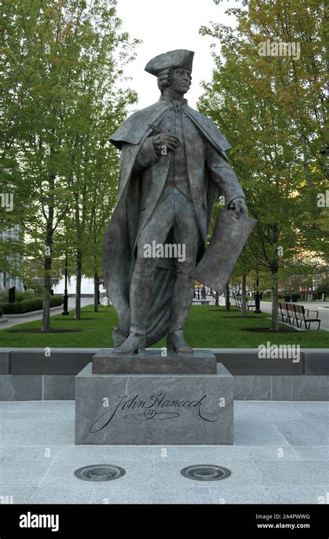 John Hancock statue in Quincy Center, Massachusetts Stock Photo - Alamy