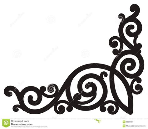 Photo about Vector swirl corner border, isolated on white. Additional ...