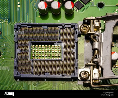 computer motherboard close up. Socket LGA 1155 Stock Photo - Alamy