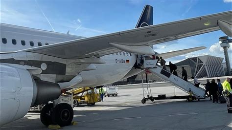 Lufthansa Airbus A320 Front Wing view landing into Stuttgart - YouTube