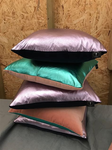 Metallic Leather Feather Cushions - Etsy