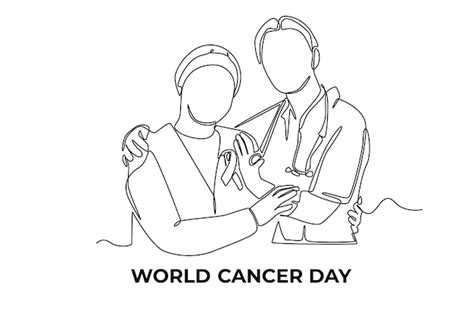 Premium Vector | Continuous one line drawing doctor gives supporting to female cancer patient ...