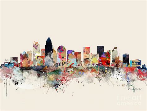 Charlotte Skyline Painting by Bri Buckley - Fine Art America