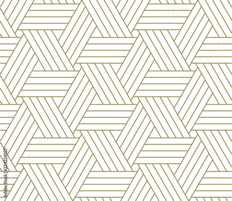 Modern simple geometric vector seamless pattern with gold line texture on white background ...