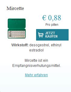 Mircette kaufen günstig in Deutschland rezeptfrei - desogestrel, ethinyl estradiol preis