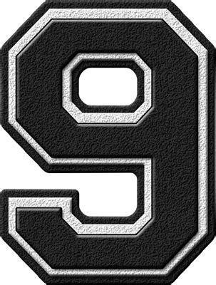 Presentation Alphabets: Black Varsity Numeral 9