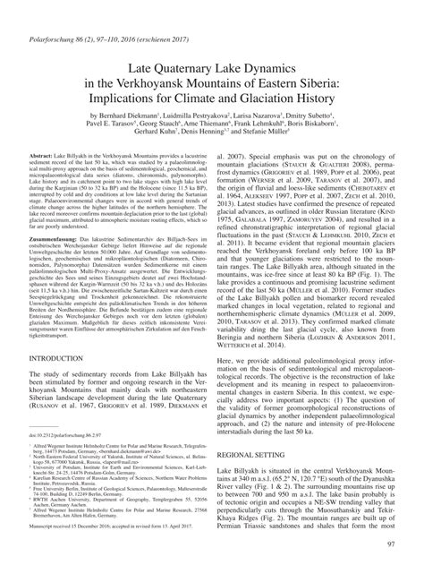 (PDF) Late Quaternary Lake Dynamics in the Verkhoyansk Mountains of ...