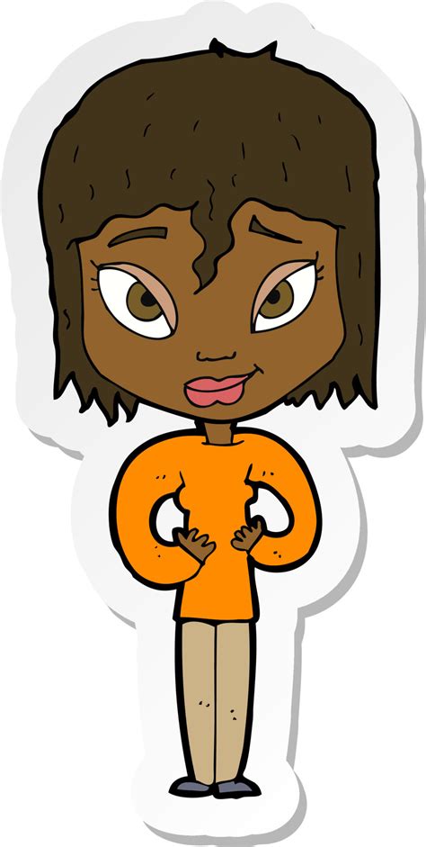 sticker of a cartoon satisfied woman 10690125 Vector Art at Vecteezy