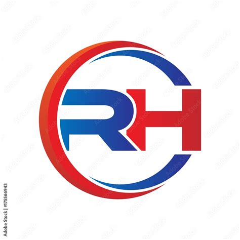 rh logo vector modern initial swoosh circle blue and red Stock Vector ...