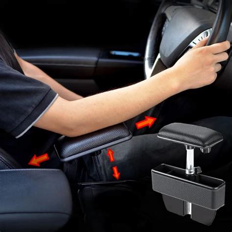 Car Armrest Pad Adjustable Leather Seat Organizers Center Console Universal Box Storage For Cars ...