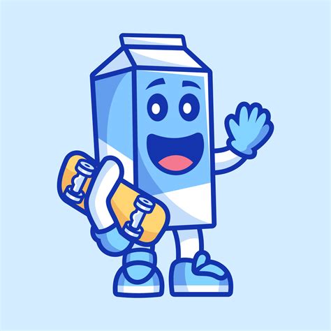 milk cartoon character holding a skateboard 5013557 Vector Art at Vecteezy