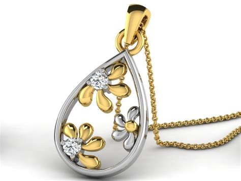 Drop Shaped Pendant With Diamonds 5 3D model 3D printable 3DM