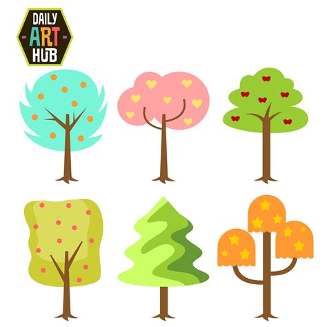 Cute Trees Clip Art Set – Daily Art Hub // Graphics, Alphabets & SVG