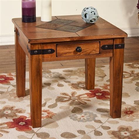 Sunny Designs Sedona Rustic Oak Stone Rustic End Table at Lowes.com