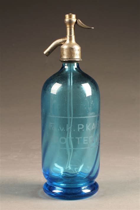 Antique French blue seltzer water bottle.