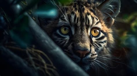 Premium AI Image | A tiger cub in the jungle