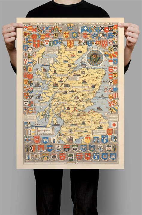 Historical Map of Scotland Scotland Map Wall Print Scotland - Etsy