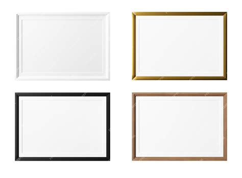 Premium Photo | Set of horizontal picture frames isolated on white background. white, black ...